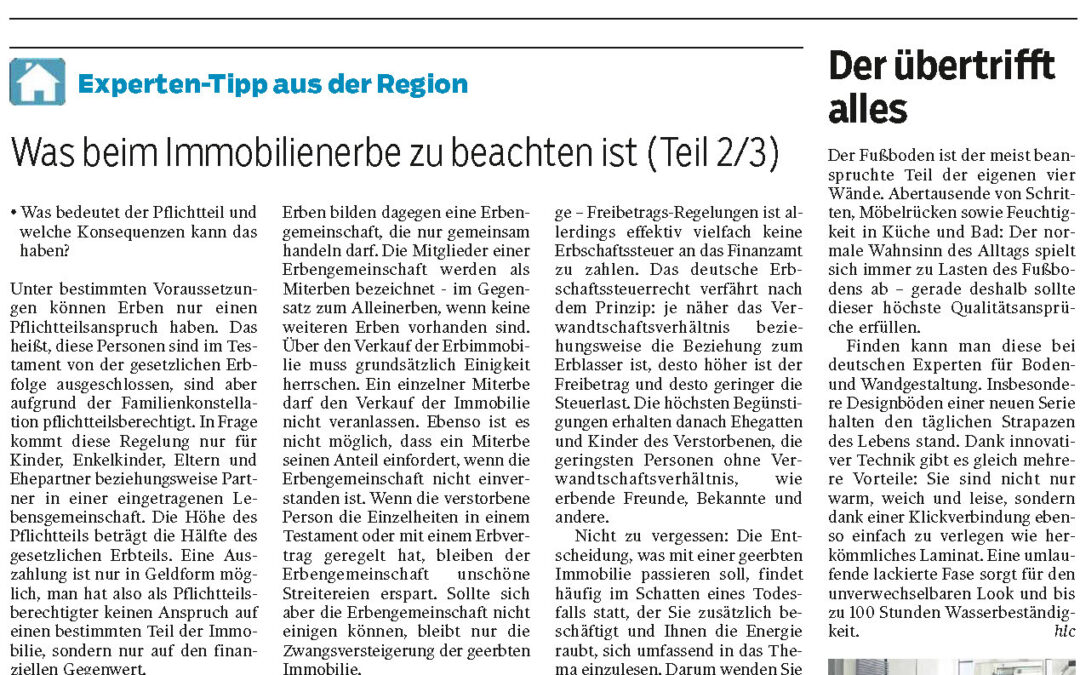 EXPERTEN-TIPP  Was beim Immobilienerbe zu beachten ist [Teil 2/3]